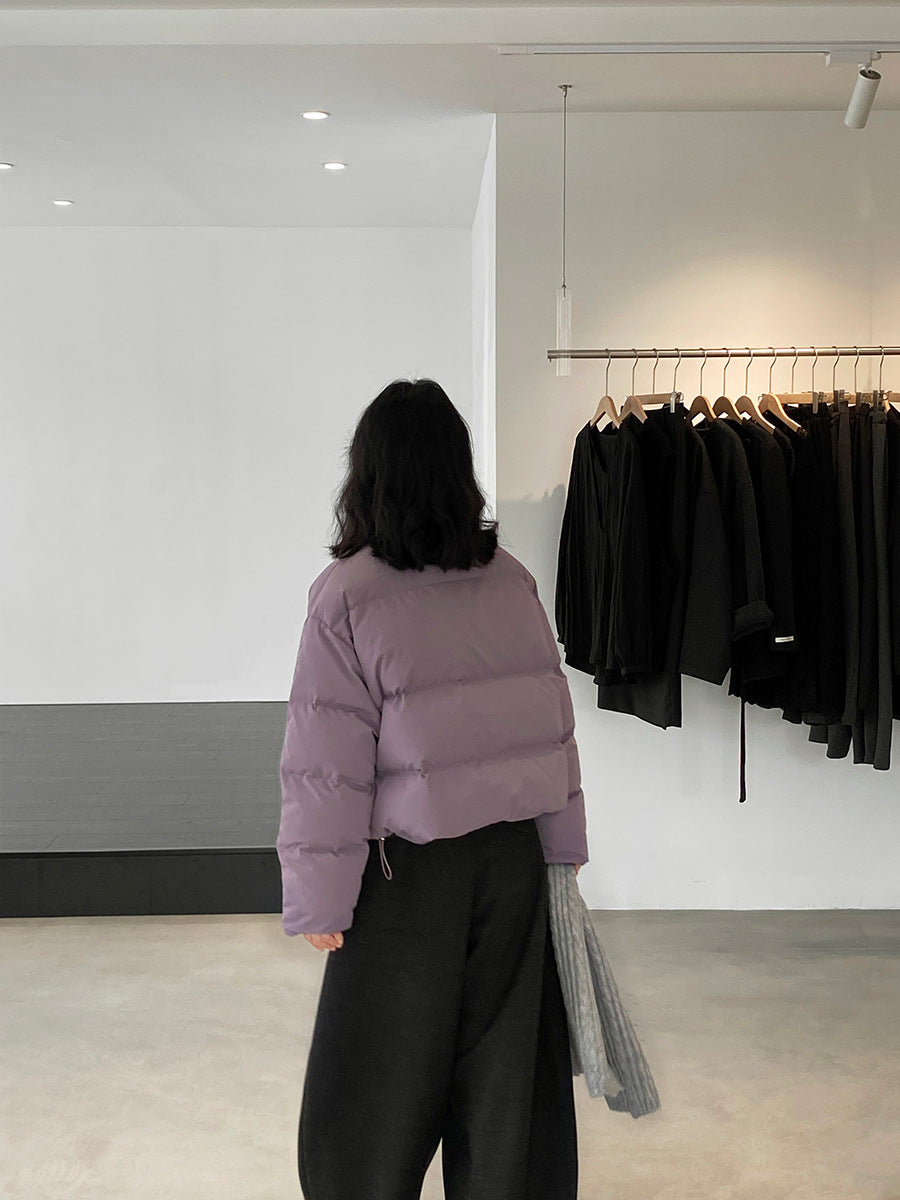 【cimz6385】實拍氣質芋色保暖白鴨絨外套＋圍脖（白鴨絨90)251120