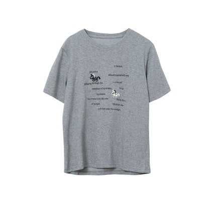 【LD11201】實拍夏日必備白T！小馬刺繡字母印花圓領寬鬆短袖上衣260331