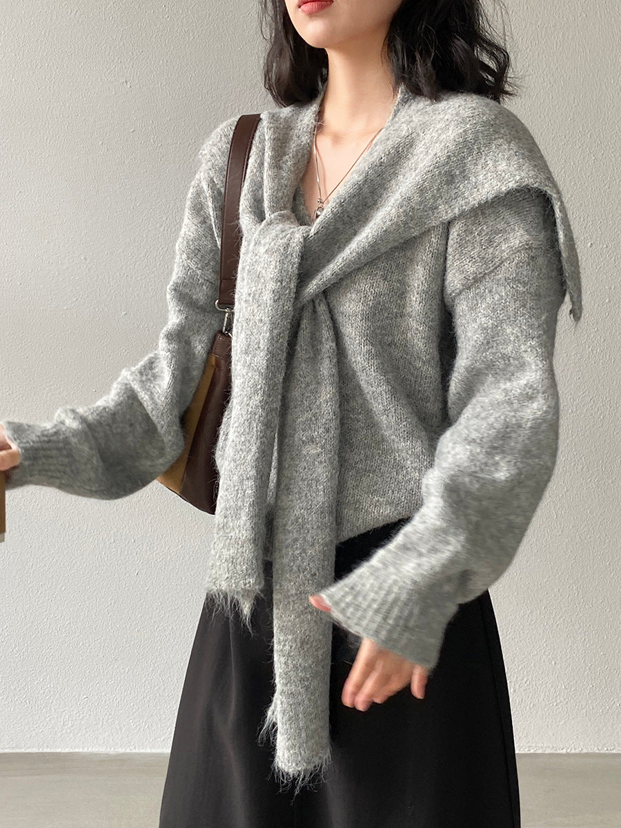 【cim8802】實拍纯色溫柔針織毛衣+針織披肩(羊毛8）251114