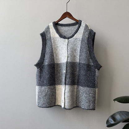 【YP2576】 實拍日系復古格子針織馬甲(含羊毛3%) 251023