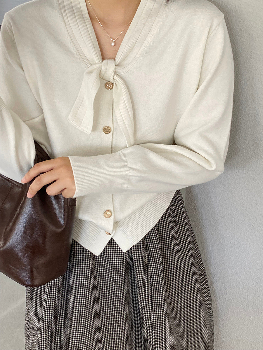 【cimJ8902】實拍氣質小香蝴蝶结針織開衫251114