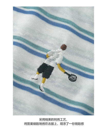 【H5386】實拍寬鬆薄款防曬圓領條紋長袖T恤250902