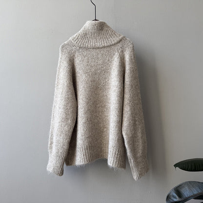 【YP1042】 實拍軟糯寬鬆高領針織毛衣外套(含羊毛4%) 251023