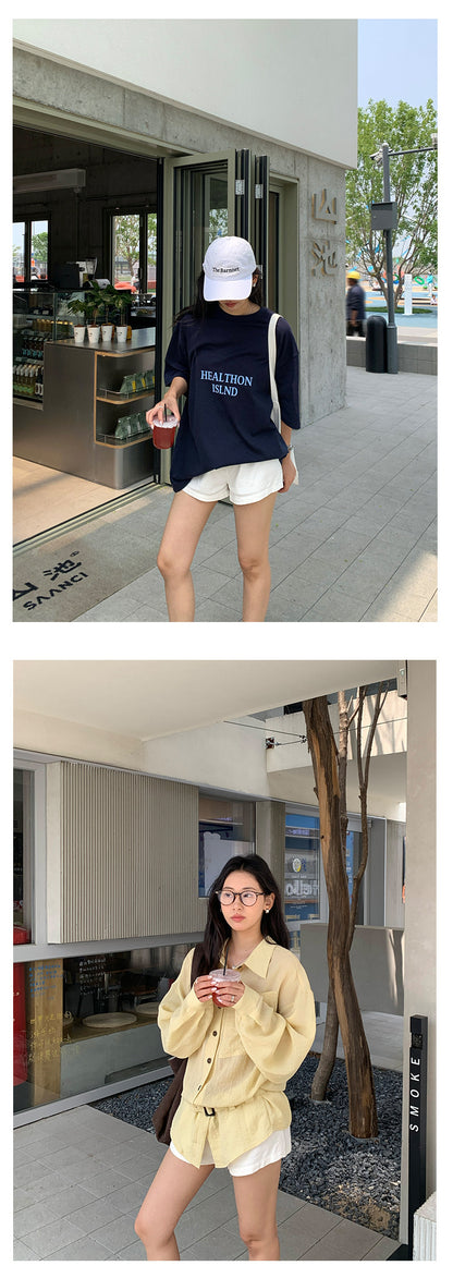 【H5299】實拍韓系夏季棉麻闊腿短褲（麻95)250603