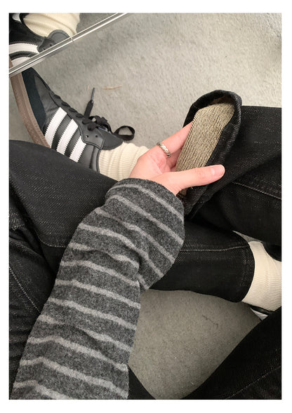 【H560】實拍加厚磨毛高腰微喇牛仔褲251021