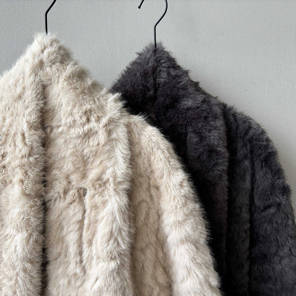 【YH707】實拍高質感毛茸茸仿皮毛保暖一体毛绒外套＋圍巾251113