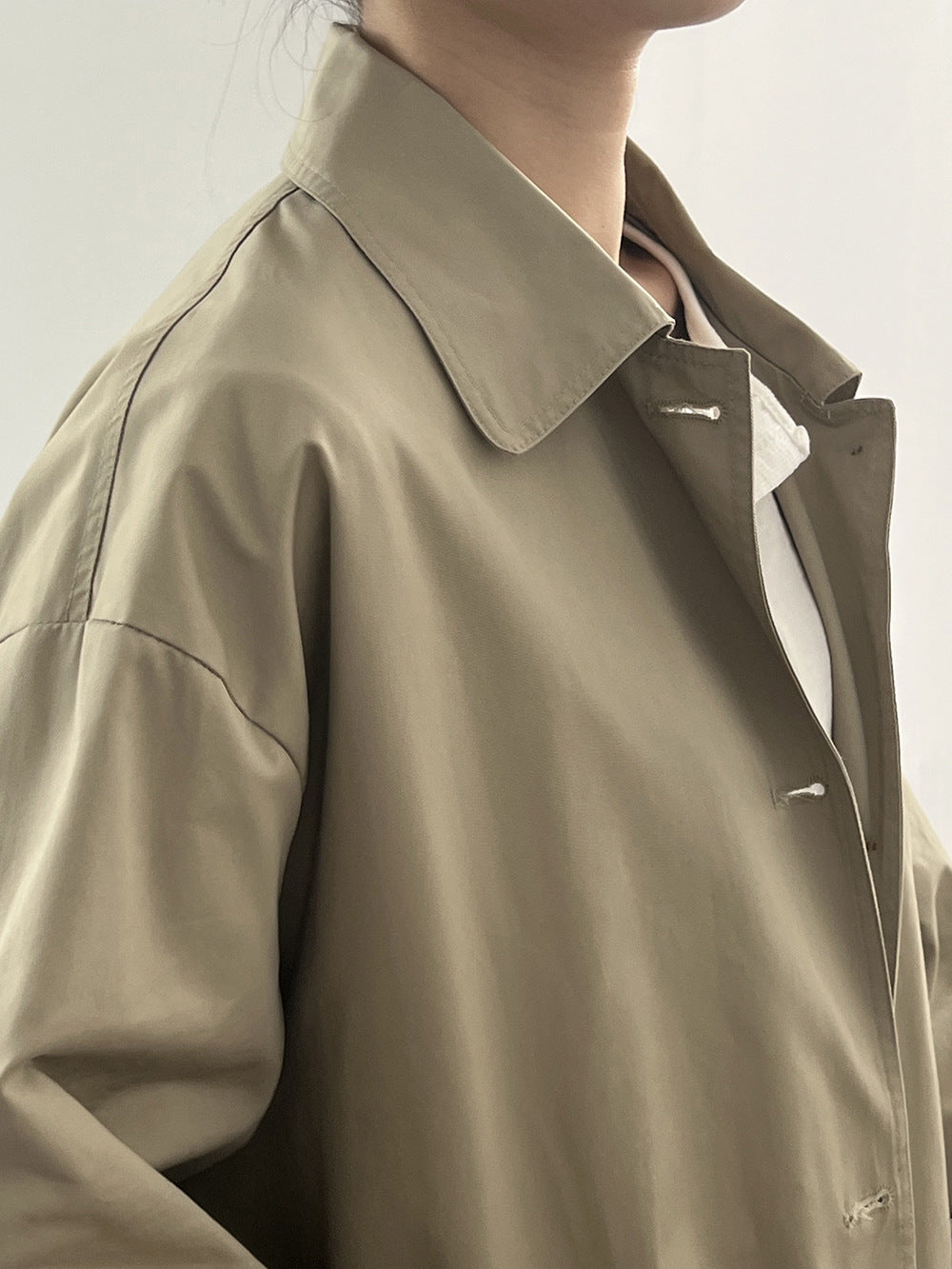 【Y8020】實拍韓國英式復古高級感袖口條紋中長款風衣230915