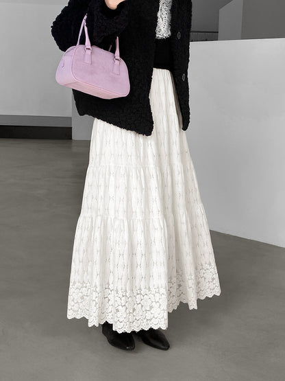 【cim6378】實拍冬日加厚蕾絲長裙251030