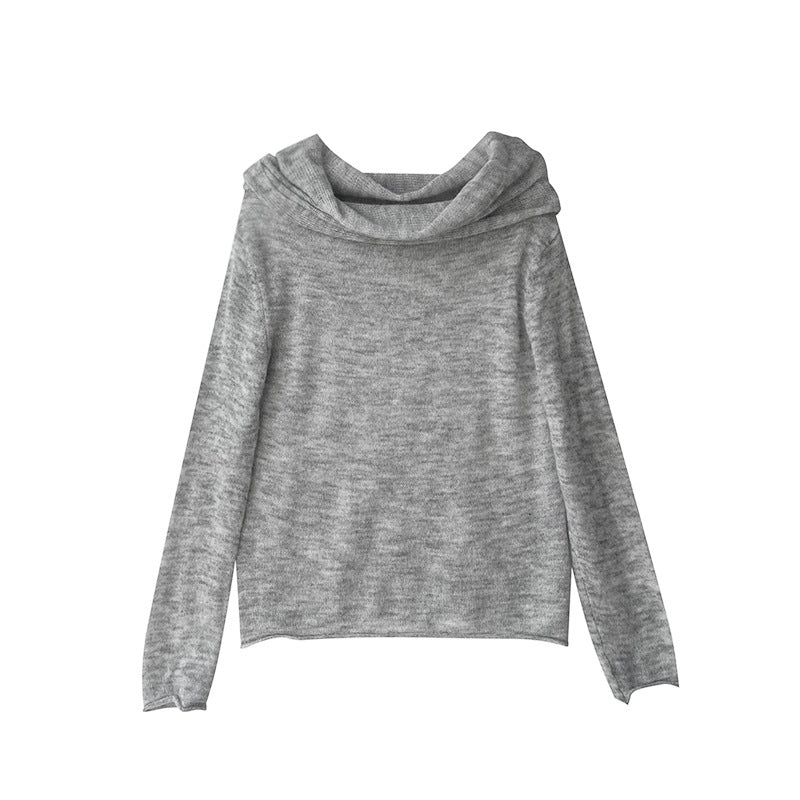 【cimzF632】微性感慵懶風💜羊毛10%一字肩顯瘦露肩長袖針織衫260319