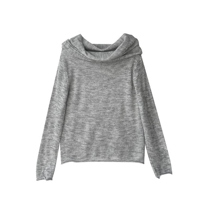 【cimzF632】微性感慵懶風💜羊毛10%一字肩顯瘦露肩長袖針織衫260319