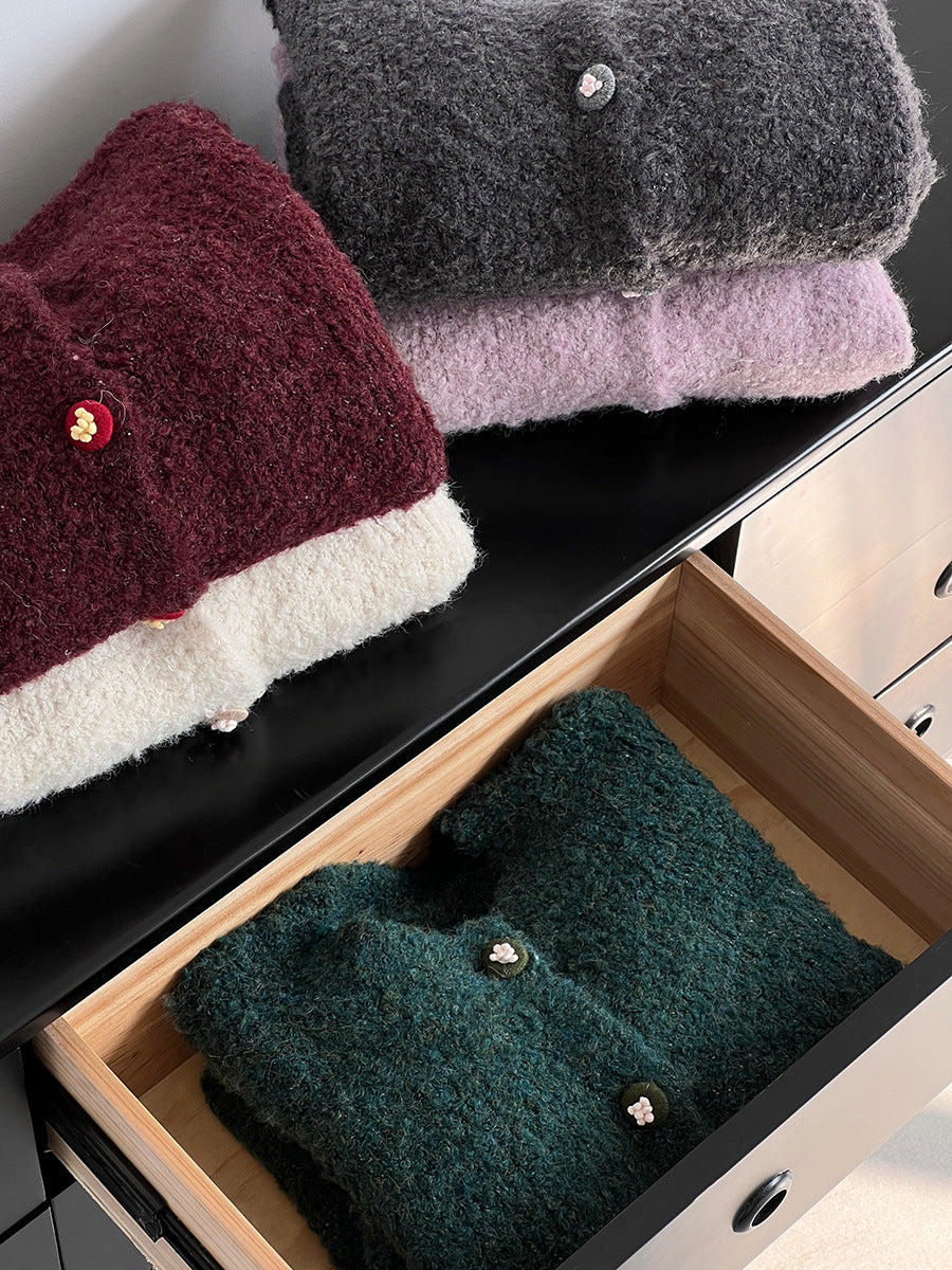 【cimz1391】實拍毛茸茸可愛羊毛針織毛衣開衫（羊毛14%)251201