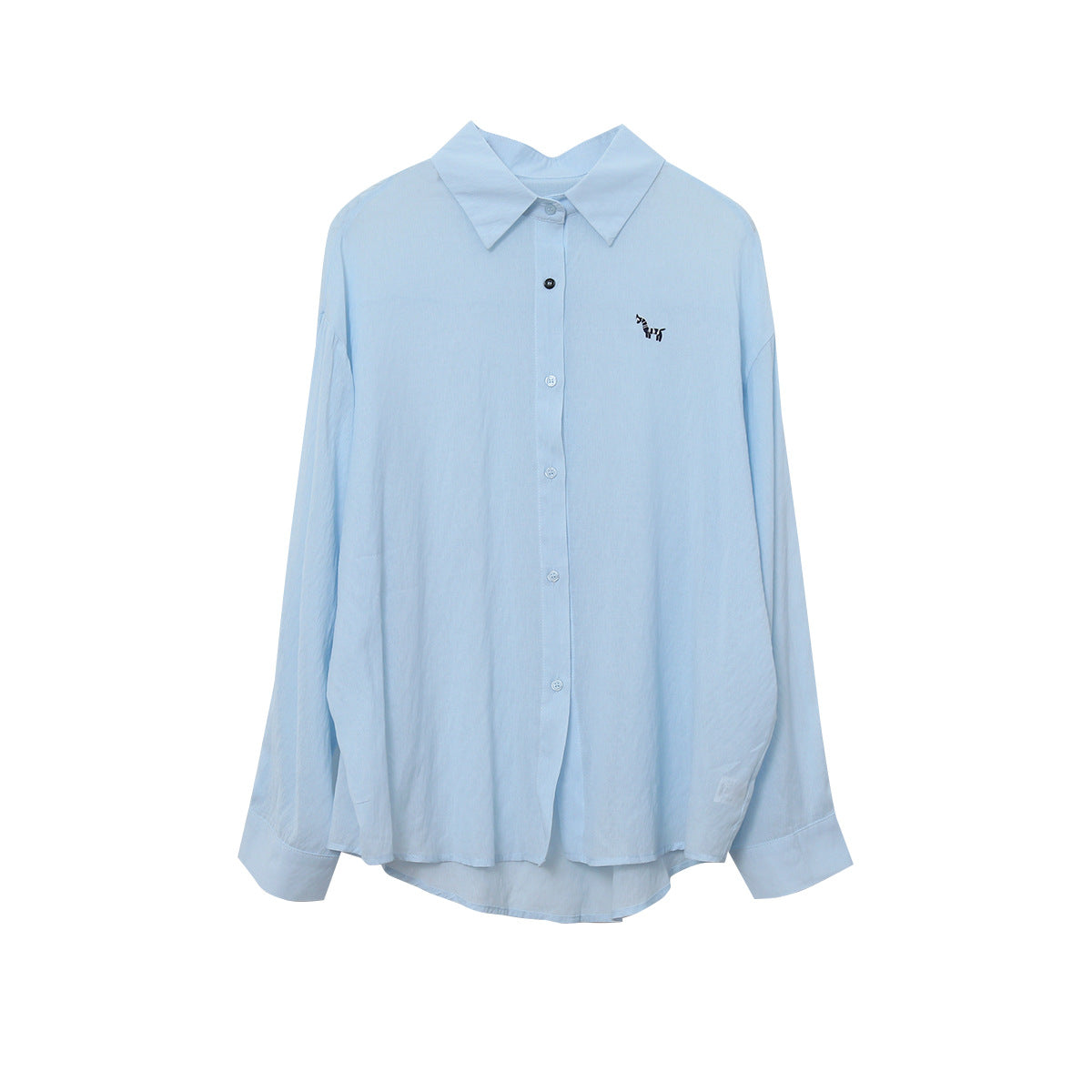 【LD11298】韓系慵懶鬆弛感☁️百搭小馬刺繡薄款純色長袖襯衫260519