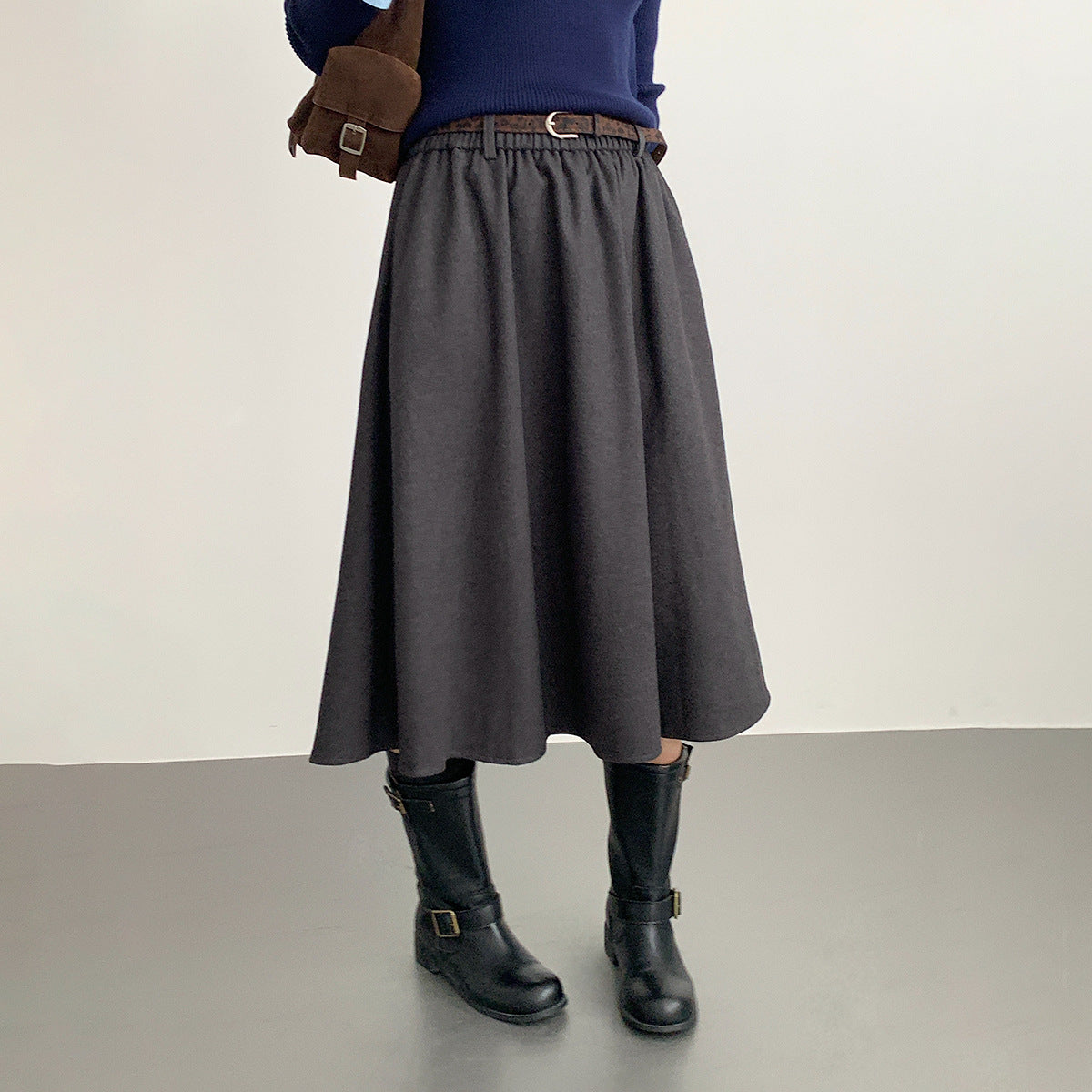 【LD11034】實拍毛呢超顯瘦保暖高腰大裙擺a字裙251124