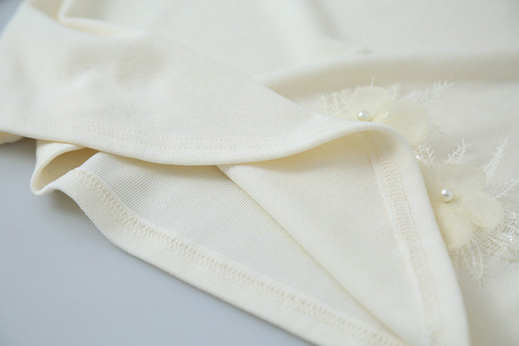 【LD3277】實拍立體花朵長袖一字領T恤251103