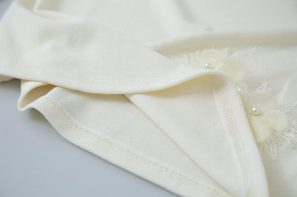 【LD3277】實拍立體花朵長袖一字領T恤251103