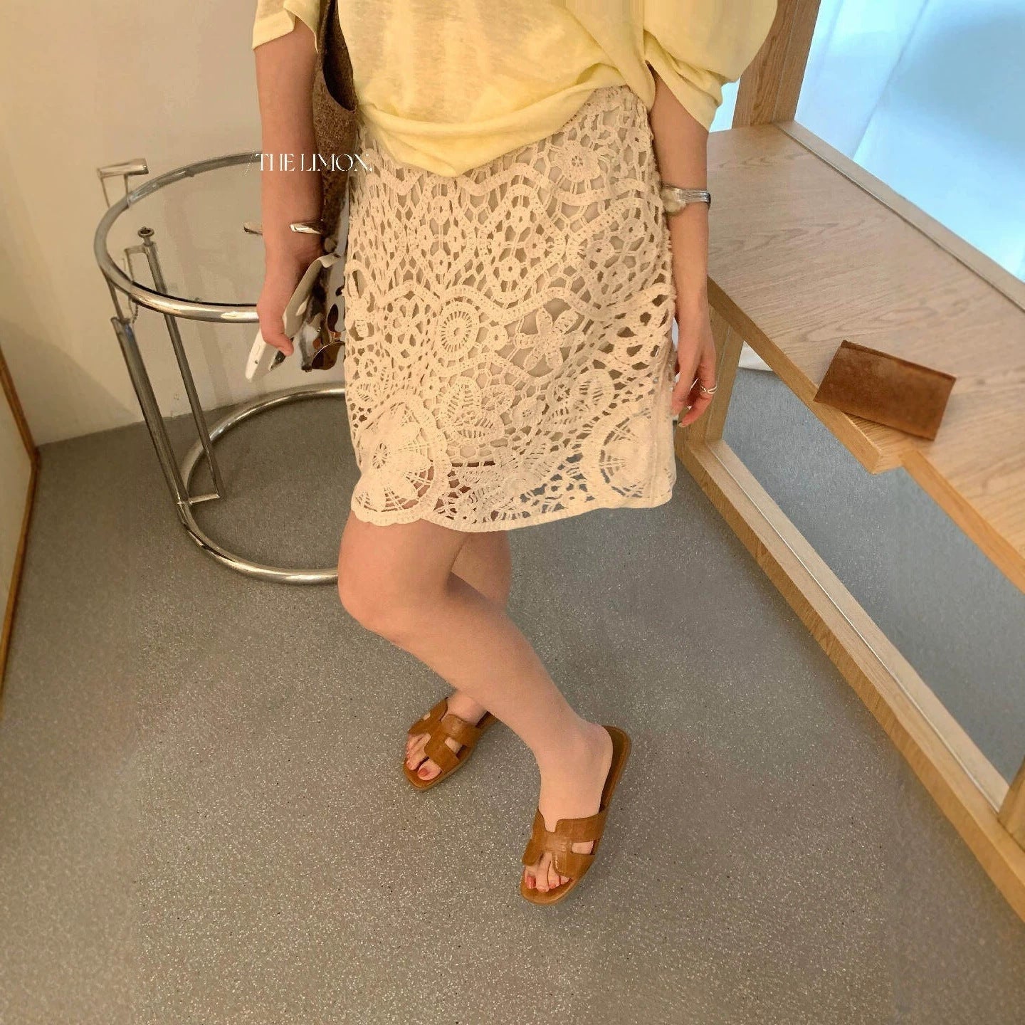 【L10675】溫柔仙女系🕊️重工設計感鏤空蕾絲鉤花休閒半身長裙260511