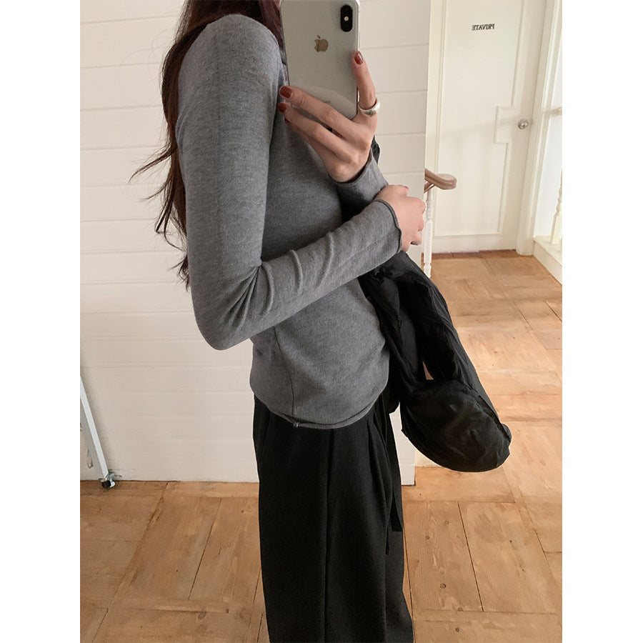 【H5481】實拍基礎6色堆堆領毛針織T恤251109