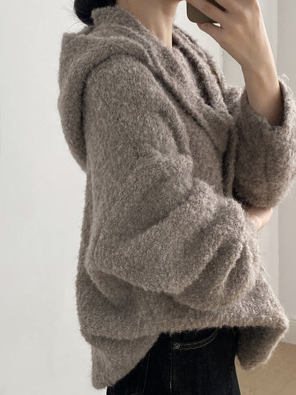 【YK259】實拍冬季慵懒奶呼呼針織毛衣+可拆卸披肩帽子(羊毛12%)251113