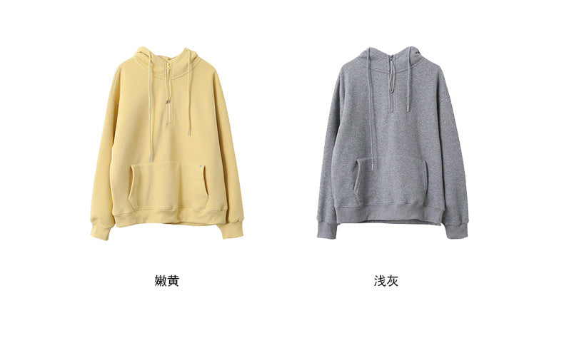 【LD11064】實拍慵懶灰色加絨加厚連帽寬鬆衞衣251209