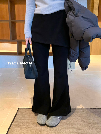 【L9307】實拍檸檬秋冬假兩件屁簾顯瘦加絨微喇休閒褲251208