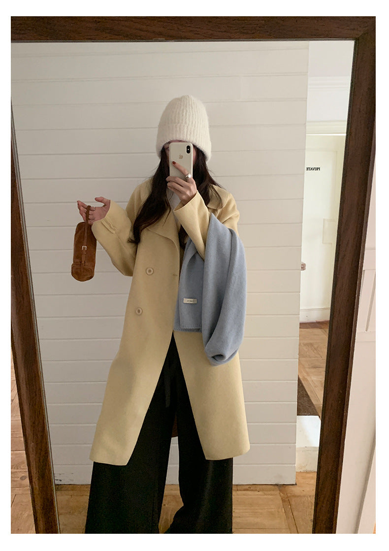 【H5479】實拍秋冬英倫翻領束腰雙面呢羊絨長外套251109