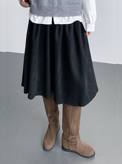 【LD11016】實拍冬季復古麂皮絨A字裙251110