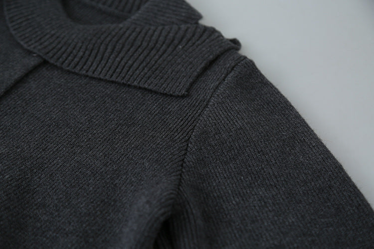 【LD11002】實拍秋冬法式設計感斜領針織毛衣外套251110