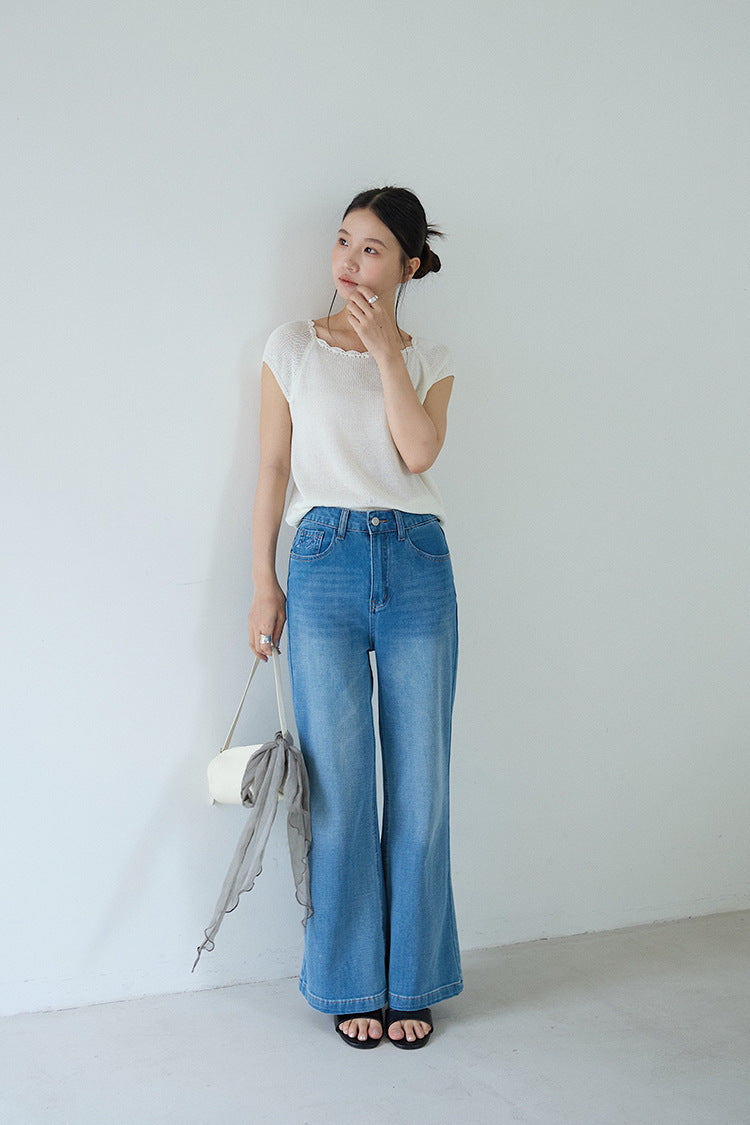 【LD11326】S~XL神級包容力大長腿👖四面彈舒適高腰顯瘦微喇叭牛仔褲260601