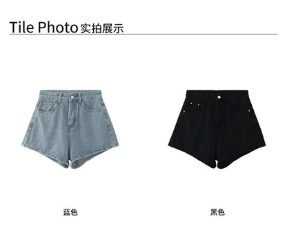 【H5303】 實拍S~XL韓系夏天休閒卷邊顯瘦A字牛仔褲250610