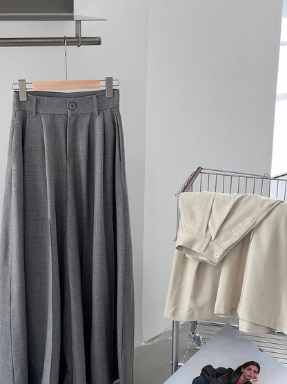 【cim1653】實拍秋日必備高腰壓褶大擺西裝褲251030