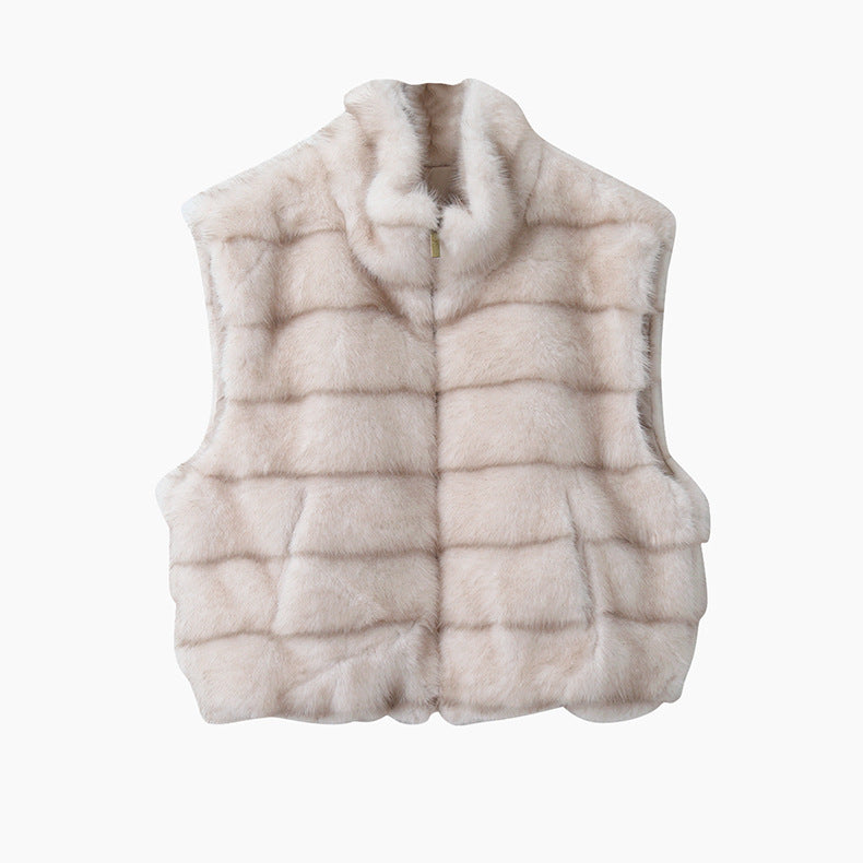 【LD11042】實拍皮毛一體立領拉鍊背心外套251202