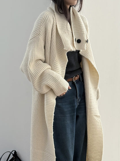 【Y913】實拍大翻領長針織大外套251106