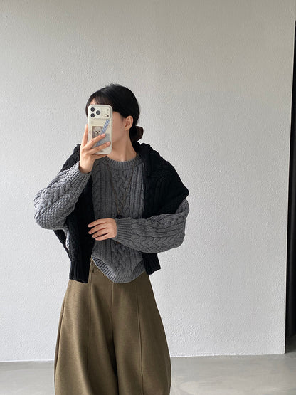 【cimz1398】實拍復古加厚保暖棒針麻花針織毛衣（棉羊毛17)251120