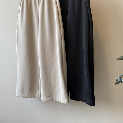 【Y82672】 實拍簡約寬鬆加絨保暖闊腿衛褲251023