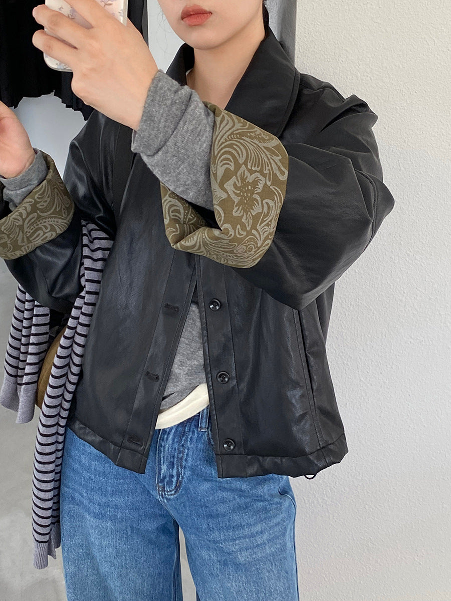 【cimz1667】實拍個性復古黑色工裝皮衣外套251120