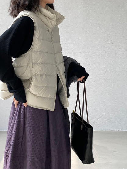 【cimz6377】實拍立領排骨雙頭拉鏈羽絨背心(90白鴨絨)251120
