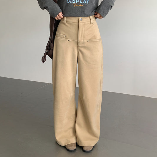 【LD3302】實拍S~XL秋冬顯瘦直筒毛呢休閒褲251103