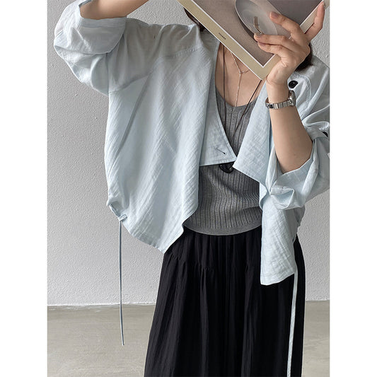 【cimz6536】實拍店長激推自留款🔥法式高級感萊賽爾大翻領防曬襯衫外套260429