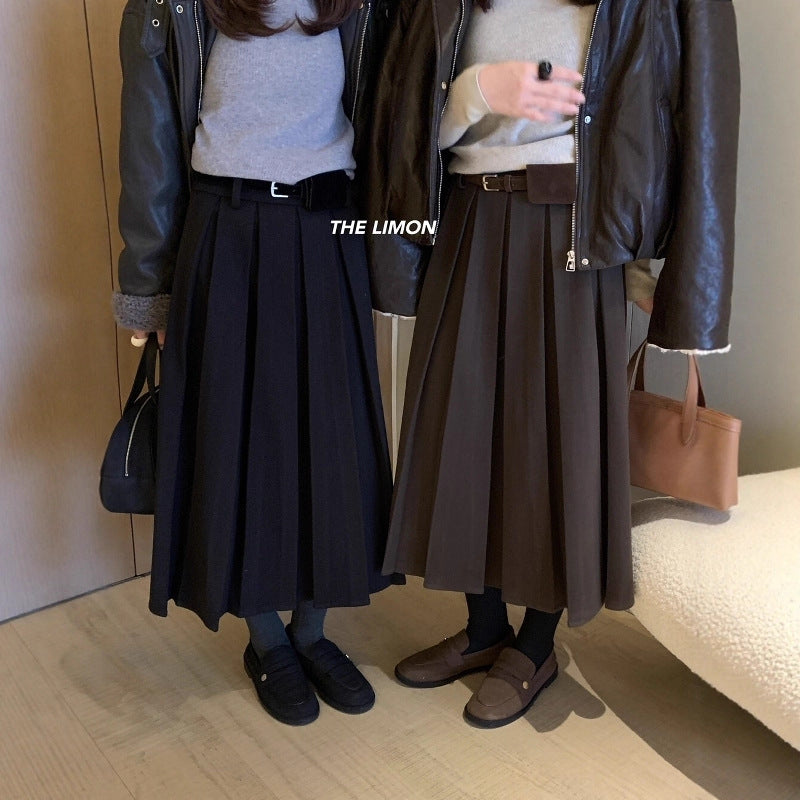 【L1177】實拍檸檬秋冬毛呢星空紋顯瘦百褶裙+腰包251117