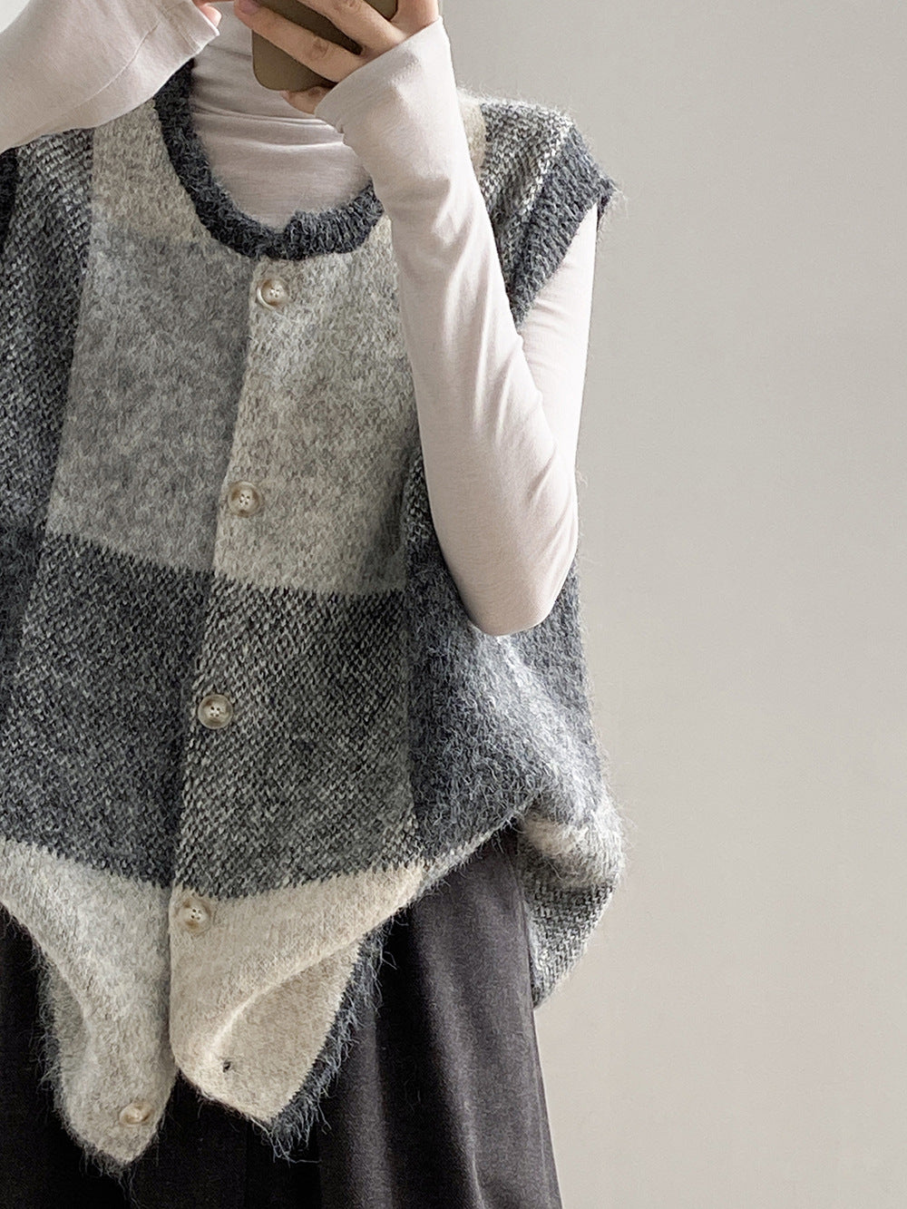 【YP2576】 實拍日系復古格子針織馬甲(含羊毛3%) 251023