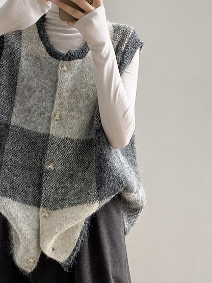 【YP2576】 實拍日系復古格子針織馬甲(含羊毛3%) 251023