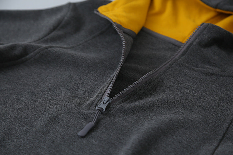 【LD11028】實拍德絨舒適極簡半拉鍊連帽衞衣251124