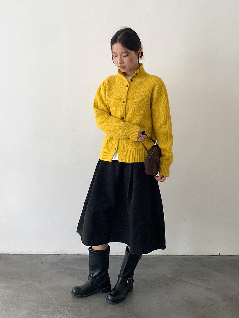 【LD11037】實拍高領開衫針織毛衣251202