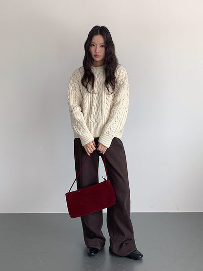 【LD11003】實拍冬季加厚麻花長袖圓領毛衣251110