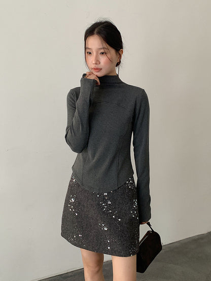 【LD11041】實拍羊绒簡約高領長袖T恤251202