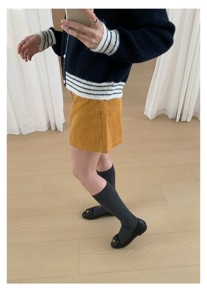 【H562】實拍秋冬S~XL必備復古高腰燈芯絨A字裙251021