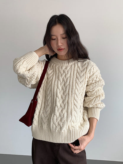 【LD11003】實拍冬季加厚麻花長袖圓領毛衣251110