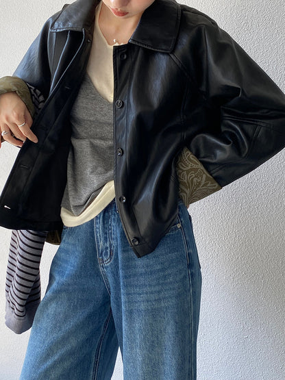 【cimz1667】實拍個性復古黑色工裝皮衣外套251120