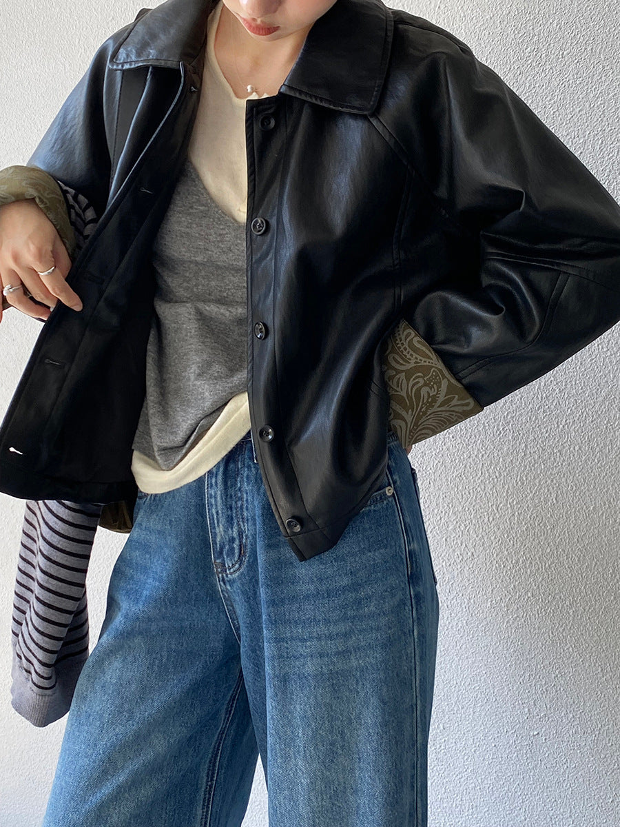 【cimz1667】實拍個性復古黑色工裝皮衣外套251120