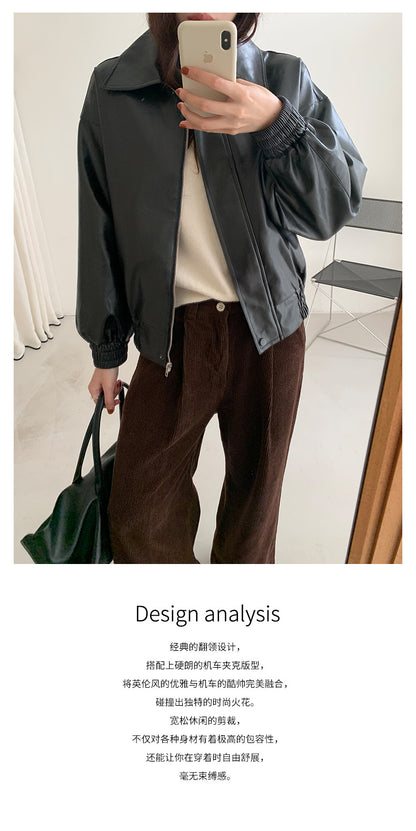 【H5480】實拍復古男友款PU皮外套251109